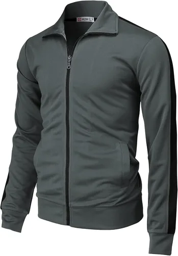 Vista 8 de H2H - Chaqueta deportiva ligera ajustada con cremallera para hombre Cmoja0103-negro