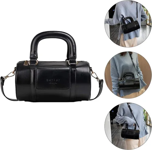 Vista 3 de ValiCLUD - Bolsa de moda para bolso retro con forma de cilindro, Negro), 483