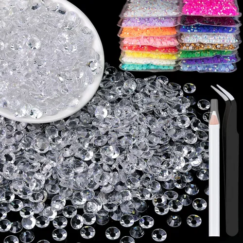 Vista 14 de 5000 piezas de 2mm de strass de resina a granel, strass de gel negros con parte posterior plana y redonda para embellecer sin termoadhesión, gemas