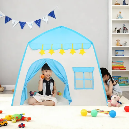 Vista 2 de Tienda de campaña para niños, casa de juegos para interiores, 39 x 51 pulgadas, azul
