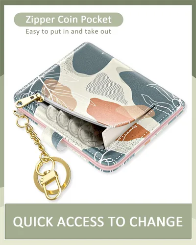 Vista 5 de Aiawoxc billetera para mujer, billeteras pequeñas RFID para mujer, cartera delgada y compacta para tarjetas de crédito, linda cartera de cuero