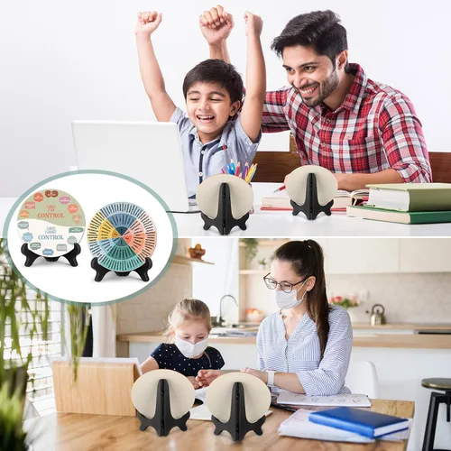 Vista 7 de 2 piezas de decoración para escritorio de oficina de terapia de rueda de sentimientos, cosas que puedo controlar, gráfico doble cara de emociones