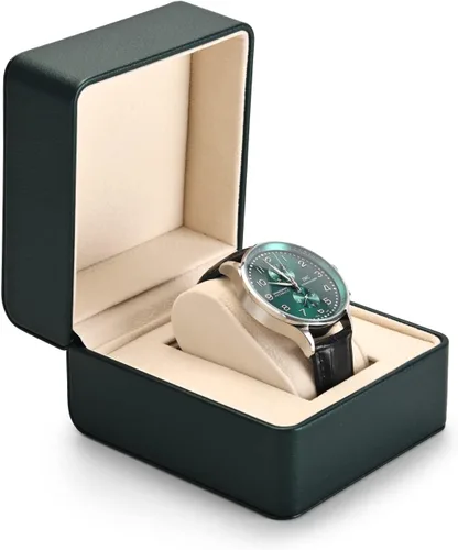 Vista 8 de Caja de regalo de reloj de cuero PU negro Premium Caja de almacenamiento de reloj individual con caja de reloj de pulsera de almohada extraíble