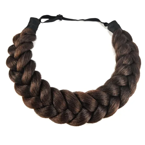Vista 2 de Diadema trenzada de 3 hebras de pelo sintético trenzado grueso grueso grueso elástico diadema ropa señoras belleza