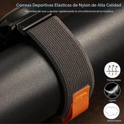 Vista 5 de Compatible con Garmin, Banda Deportiva de Nylon de Bucle de Montaña para fēnix/Forerunner/Approach/MARQ/quatix/Serie D2, Banda de Reemplazo Negro