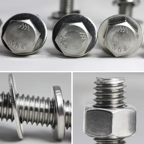Vista 3 de Tornillos y tuercas de cabeza hexagonal de 1/4-20 x 1-1/4 pulgadas, tornillos, tuercas, arandelas de bloqueo plano, perno de cabeza hexagonal
