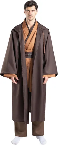 Vista 2 de Disfraz de túnica para hombre, conjunto de cosplay para adultos, bata con capucha para Halloween, conjunto de capa