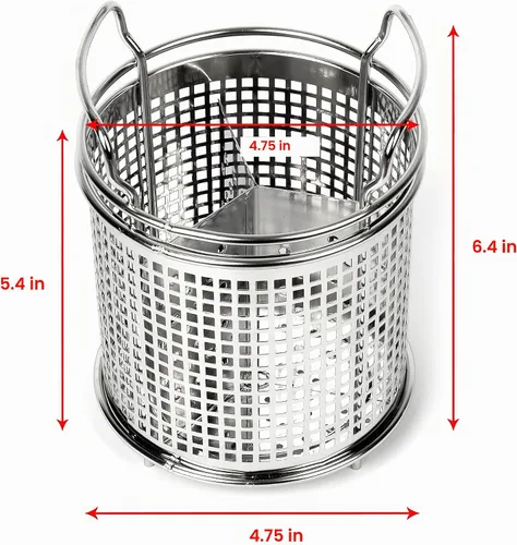 Vista 2 de LENITH Soporte redondo para utensilios de cocina de acero inoxidable – Base pesada para estabilidad – Utensilios de cocina con divisor extraíble