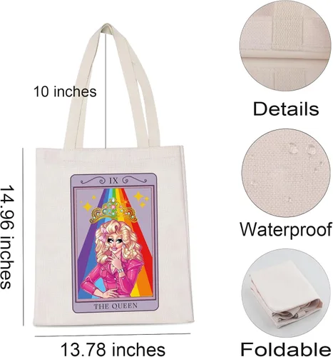 Vista 4 de Fabulous Drag Rainbow Queen Gift IX The Queen Bolsa de compras Tarot Orgullo Gay LGBTQ Bolsa reutilizable