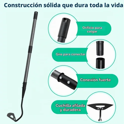 Vista 4 de Azada de jardín para deshierbe, azada de deshierbe resistente para eliminación rápida de malezas y césped, aflojamiento del suelo, excavación