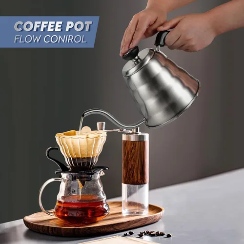 Vista 4 de Hervidor de cuello de cisne de acero inoxidable compatible con todas las estufas, cafetera de 1.2L/40 onzas con termómetro integrado para un control