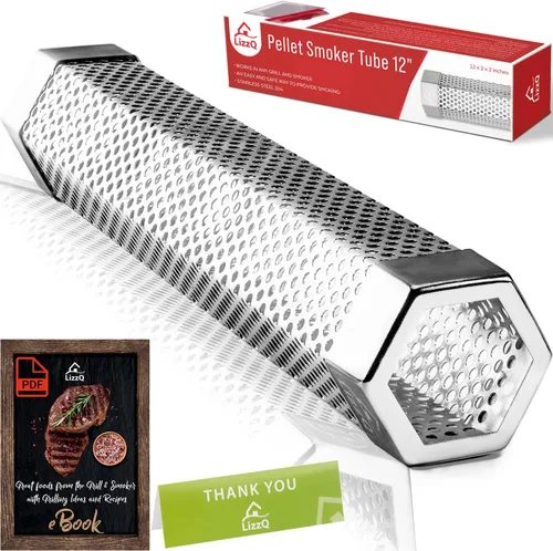 Vista 10 de LIZZQ Tubo ahumador de pellets premium de 12 pulgadas (Set de 2) - 5 horas de humo intenso, ahumado en caliente o en frío, para cualquier parrilla