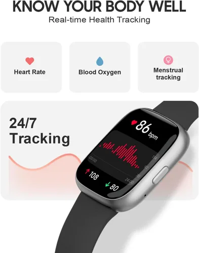 Vista 3 de TOOBUR Reloj inteligente para mujeres y hombres, Alexa integrado, responder/hacer llamadas, reloj de seguimiento de actividad física de 1.83