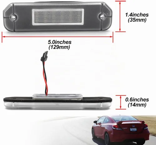 Vista 5 de Repuesto de luz LED para placa de matrícula para Hon'da Civic Gen 6th 1992-2000, Del Sol 1993-1997, compatible con OEM 6000K xenón blanco 18-SMD sin