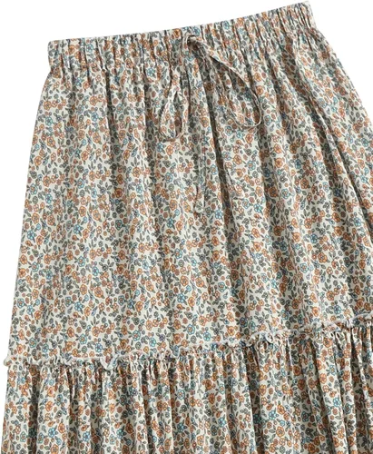 Vista 35 de Milumia Women Boho Vintage Floral Print Long Skirt Summer Tiered Maxi Skirt