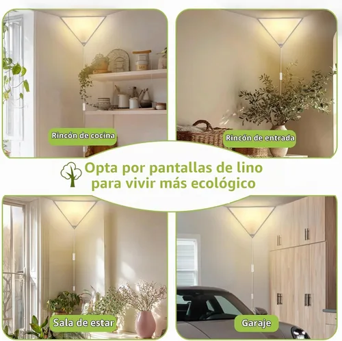 Vista 4 de Lámpara de esquina de lino con interruptor, lámparas de techo de esquina para sala de estar, lámpara de techo enchufable para áreas oscuras, lámpara