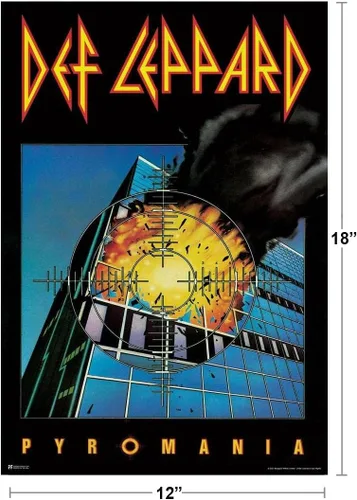 Vista 3 de Def Leppard Pyromania Portada del Álbum Mercancía de Música Heavy Metal Retro Vintage Estética de los 80s Banda de Rock Arte de Pared Genial Póster