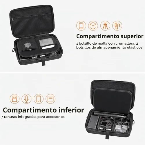 Vista 4 de AMAZEAR Funda de transporte para DJI Osmo Action 5 Pro, accesorios DJI Action5 Pro, protector compacto y rígido, bolsa de transporte portátil