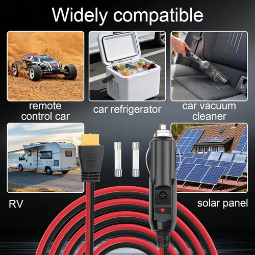 Vista 5 de 2PCS XT60 hembra a encendedor de cigarrillos de coche con Cable de encendedor de cigarrillos 14AWG 12V-24V, para compresor de aire, aspiradora