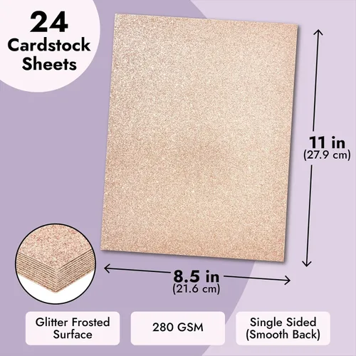 Vista 5 de Bright Creations Cartulina con purpurina de oro rosa, papel de cartulina apto para impresora, papel de álbum de recortes para suministros de álbumes