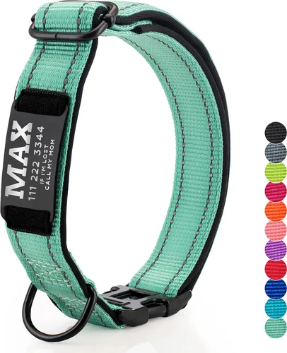 Vista 17 de ACTUALIZADO - Collares de perro personalizados y placa de identificación grabada, collar de perro de nailon reflectante, personalizable en 11