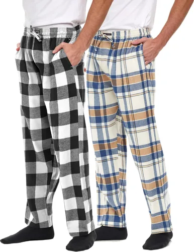 Vista 11 de Andrew Scott - Pantalones de pijama de franela 100 % algodón supersuaves para hombre, diseño a cuadros, paquete de 2