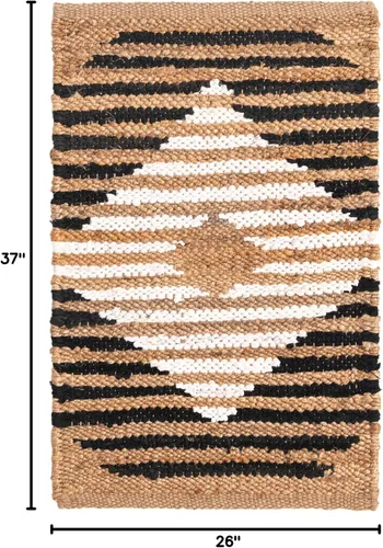 Vista 2 de Unique Loom Chindi Jute Collection - Alfombra de área - Jennifer (2' 2" x 3' 1", rectangular, negro natural/marfil)