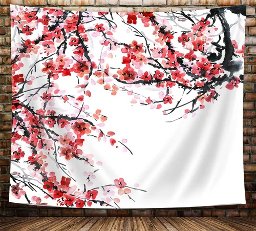 Vista 14 de Tapiz de cascada de bosque, flores de paisaje natural, tapices para colgar en la pared para hombres y niños, decoración de arte de pared, decoración