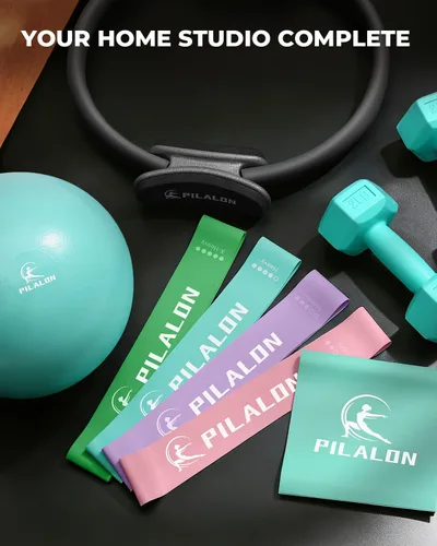 Vista 2 de Pilates Ring Set - Studio-Grade Anti-Deformation Pilates Kit - Pilates Equipment for Home Workout - 14'' Pilates Ring, Pilates Ball, 2 Dumbbells, 5