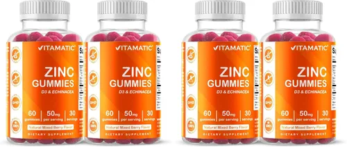 Vista 10 de Vitamatic Gomitas de zinc de 50 mg - 60 gomitas veganas - Sin gluten - Paquete de 2