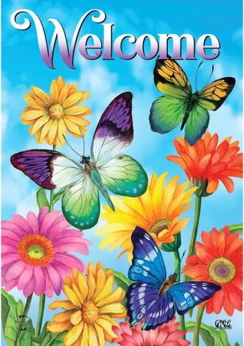 Vista 6 de Briarwood Lane - Bandera con mariposas, flores en primavera para el hogar y con texto motivacional "Be Grateful" (Sé agradecido), 28 x 40 pulgadas