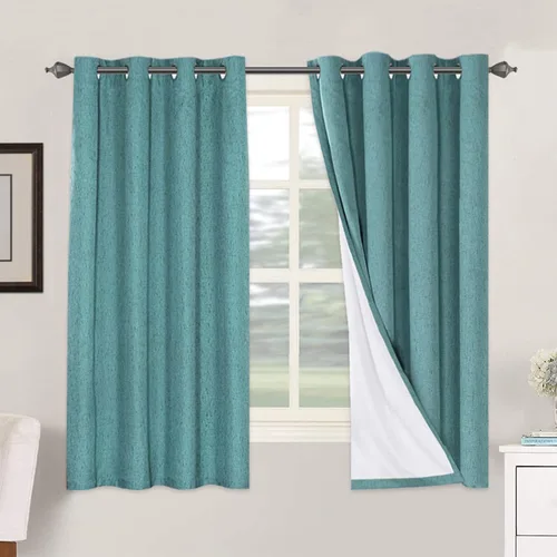 Vista 165 de H.VERSAILTEX Cortinas 100% opacas con aislamiento térmico, texturizadas, de lino, con bloqueo completo de calor y luz, para sala de estar y Negro
