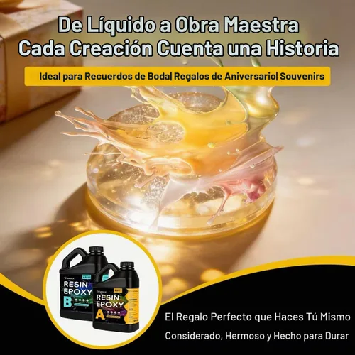 Vista 4 de Kit de resina epoxi de 1 galón, alto brillo, seguro para alimentos y resistente a los rayos UV, mejor para bricolaje, arte, mesa de río, madera