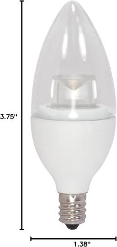 Vista 4 de SATCO S8951 - Bombilla LED de 4.5 W, forma de vela B11, blanco cálido de 2700 K, 300 lúmenes, base de candelabro E12, 120 voltios, regulable