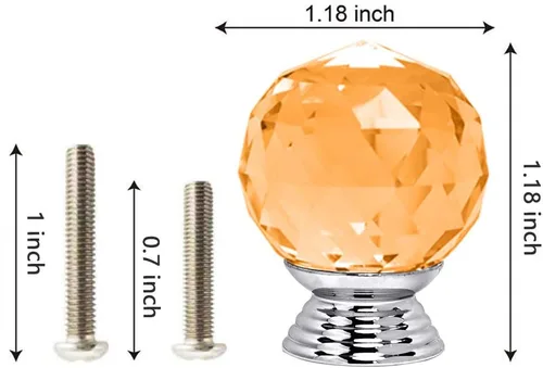 Vista 2 de 12 pomos de cristal de forma redonda de 1.18 pulgadas con tornillos, perilla de cajón para tirar, utilizada para cocina, tocador, puerta, armario
