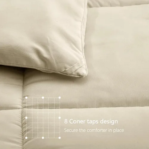 Vista 5 de TEXARTIST Edredón Premium de la serie 2100 tamaño King para todas las estaciones, transpirable, color beige, suave, fibra en espiral 4D, inserto