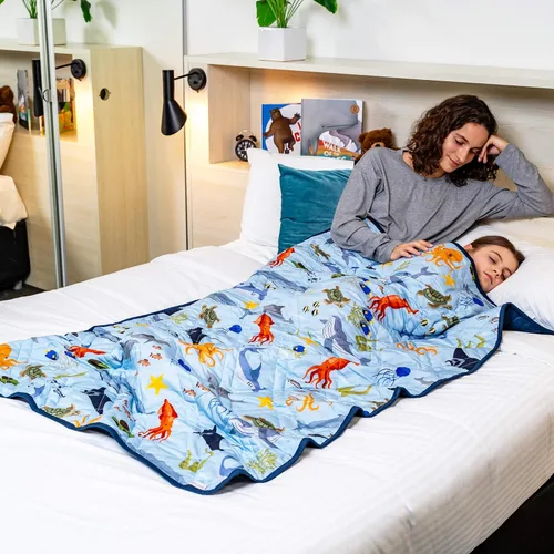 Vista 9 de Aricove Manta con peso para niños, 5 libras, 36 x 48 pulgadas, tamaño pequeño, algodón suave, lavable a máquina, animales azules y oceánicos