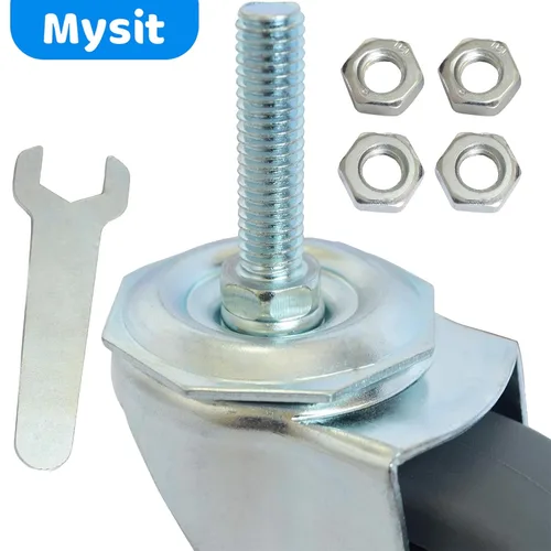 Vista 4 de MySit Ruedas giratorias, vástago roscado de 3 pulgadas, ruedas TPR de 3/8 "-16 x 1-1/2", rueda de goma termoplástica resistente con capacidad