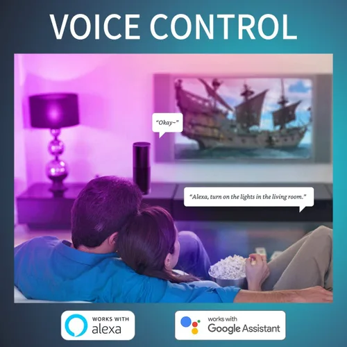 Vista 4 de ANWIO Bombillas inteligentes de 8.5 W (reemplazo de 60 W) A19 E26 bombilla LED funciona con Alexa, Google Assistant, aplicación Smart Life
