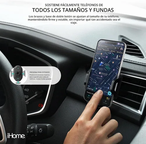 Vista 3 de iHome Soporte para automóvil con clip de ventilación de aire, rotación de 360°, ajuste seguro, agarre ajustable (ventilación de aire)