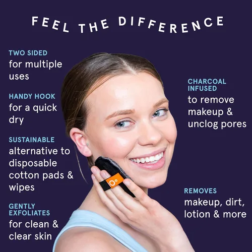 Vista 2 de CleanLogic Bath & Body - Almohadillas faciales exfoliantes de doble textura con infusión de carbón, esponjas faciales para limpiar y suavizar