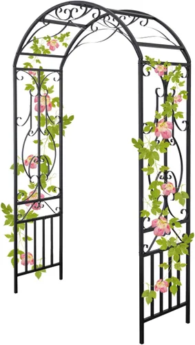 Vista 2 de Arco de jardín para exteriores, 86.6 pulgadas de alto x 44.1 pulgadas de ancho, enrejado de metal, plantas trepadoras para bodas, fiestas de césped
