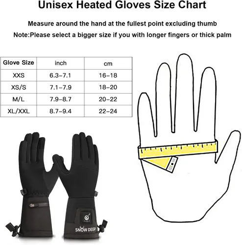 Vista 8 de Guantes térmicos para hombres y mujeres, batería recargable, para motocicleta, esquí, calentador de nieve, guantes para artritis