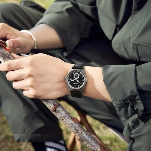 Vista 8 de BERNY Reloj automático de titanio para hombre, relojes de pulsera clásicos para hombre
