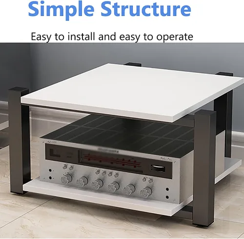 Vista 5 de Soporte para medios AV, estantería audiovisual, gabinete estéreo, torre de estante de audio, gabinete de consola de reproductor de discos, estantes