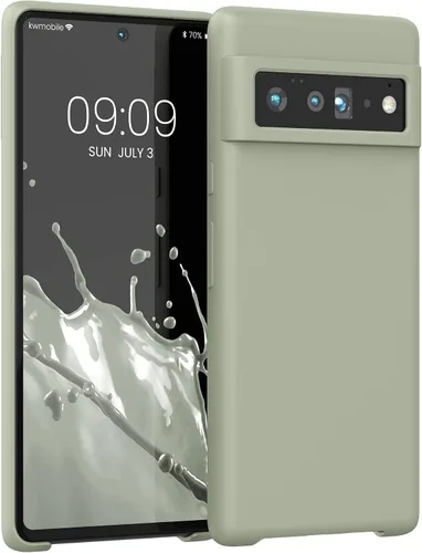 Vista 84 de kwmobile Funda Compatible con Google Pixel 6 Pro - Funda de teléfono de silicona TPU con acabado suave - Azul Arrecife