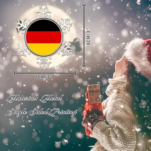 Vista 2 de Adornos de Navidad de Alemania, bandera de Alemania, novedad de metal, copo de nieve, adorno de Navidad, bandera nacional, recuerdo del país
