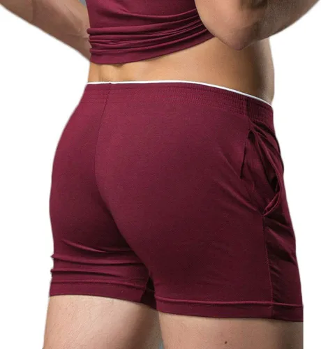 Vista 2 de Rexcyril Pantalones cortos de algodón para hombre, para correr, entrenamiento, gimnasio, descanso, dormir