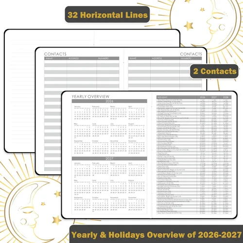 Vista 3 de Agenda 2026 – Agenda 2026, enero 2026 – diciembre 2026, 5.75 x 8.25 pulgadas, planificador semanal y mensual 2026, planificador de piel sintética 26