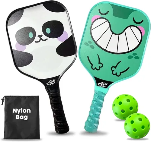 Vista 12 de Kids Pickleball Paddle Set of 2 - Includes 2 Pickleball Paddles with 2 Balls, Lightweight, Fiberglass, Better Control, Beginner Racket, Perfect